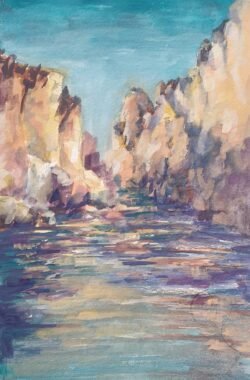 Glowing Gorge River sketch by vasundhara Nanavati, artist based in Mumbai