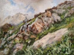 Oil on canvas
18 * 15 inches Himalayan Rocks painting by Vasundhara Nanavati