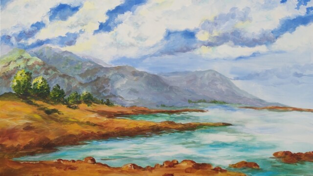 By the Lakeside By the Lakeside painting in acrylic on canvas