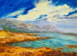 By the Lakeside Impressionistic landscape painting in acrylics by Juhu artist Vasundhara Nanavati