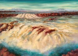 Abundance Impressionistic waterfall oil painting by Juhu artist Vasundhara Nanavati